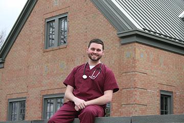 Student in medical assistant's dress.